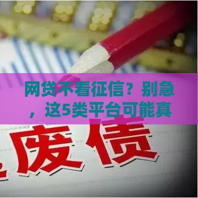 网贷不看征信？别急，这5类平台可能真能下款！