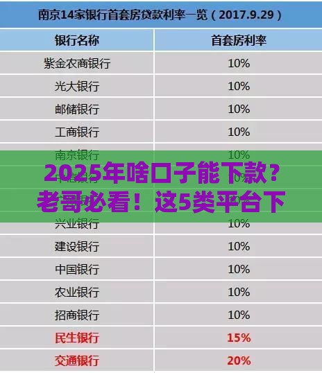 2025年啥口子能下款？老哥必看！这5类平台下款稳了（干货总结）