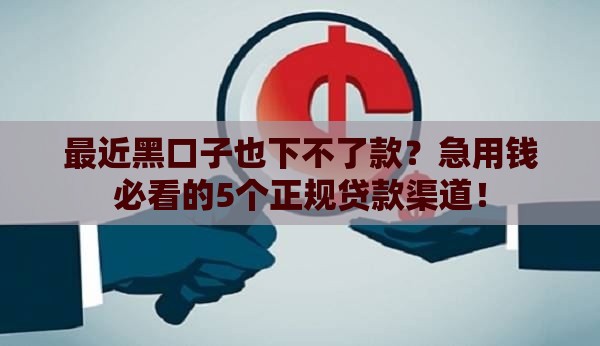 最近黑口子也下不了款？急用钱必看的5个正规贷款渠道！