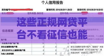 这些正规网贷平台不看征信也能下款 这些正规网贷平台不看征信也能下款