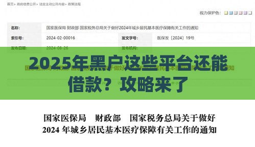 2025年黑户这些平台还能借款？攻略来了