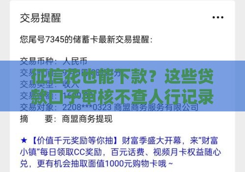 征信花也能下款？这些贷款口子审核不查人行记录
