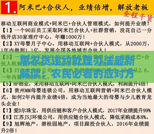 惠农贷违约处理办法最新解读：农民必看的应对方案！