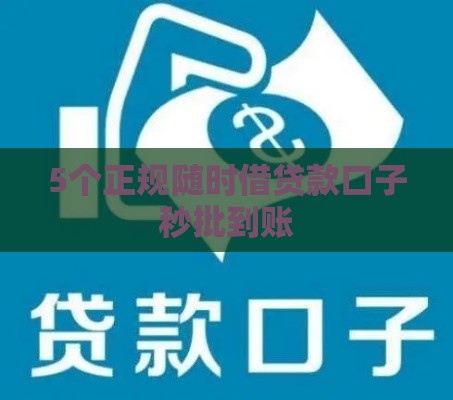 5个正规随时借贷款口子秒批到账