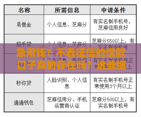 急用钱？不看征信的借款口子真的存在吗？这些细节要注意！