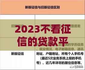 2023不看征信的贷款平台有哪些？这些渠道或许能帮到你