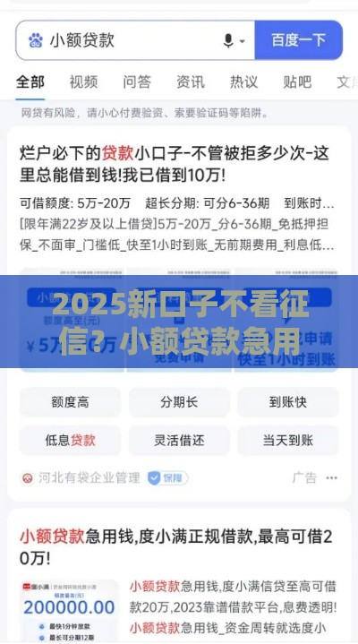2025新口子不看征信？小额贷款急用钱必看攻略
