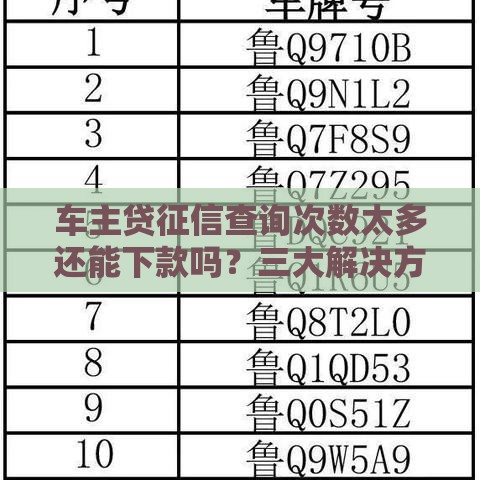 车主贷征信查询次数太多还能下款吗？三大解决方案揭秘