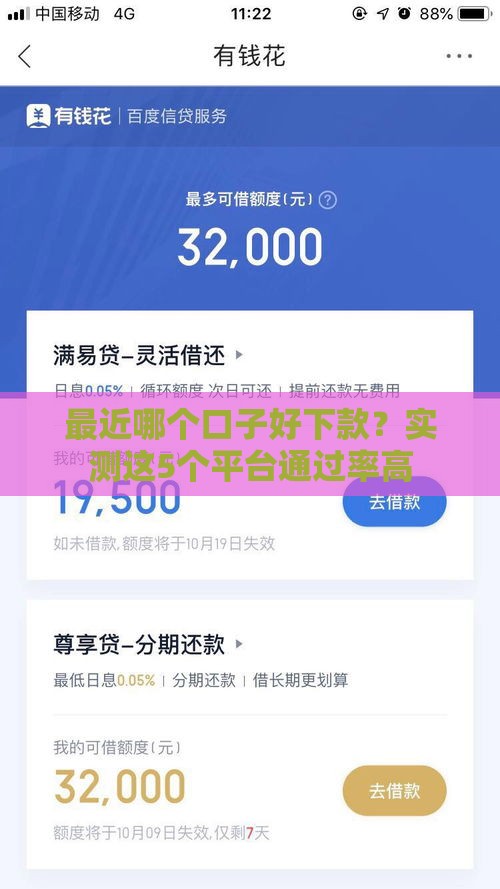 最近哪个口子好下款？实测这5个平台通过率高