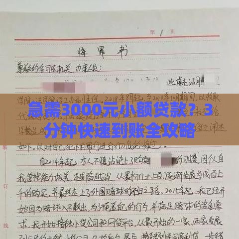 急需3000元小额贷款？3分钟快速到账全攻略