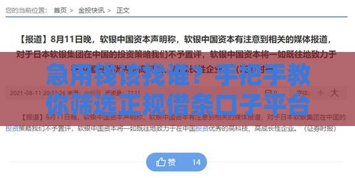 急用钱该找谁?手把手教你筛选正规借条口子平台 急用钱该找谁?手把手教你筛选正规借条口子平台