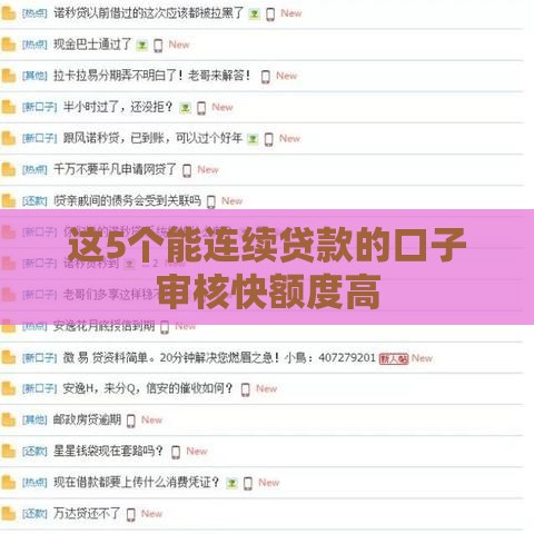 这5个能连续贷款的口子审核快额度高