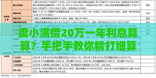 度小满借20万一年利息算算？手把手教你精打细算