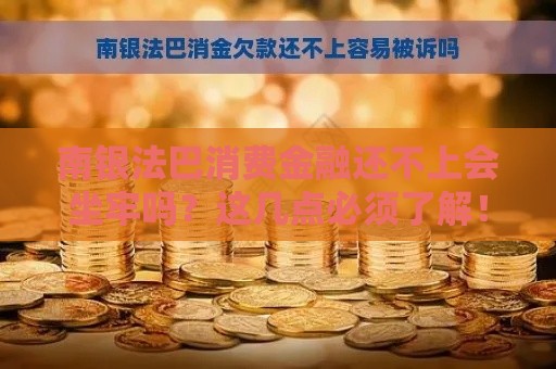南银法巴消费金融还不上会坐牢吗？这几点必须了解！