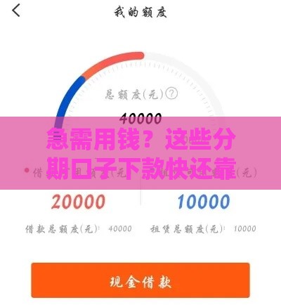 急需用钱？这些分期口子下款快还靠谱，手把手教你避坑！