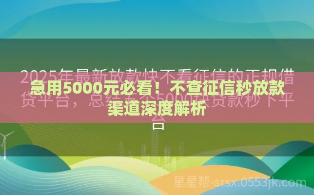 急用5000元必看！不查征信秒放款渠道深度解析