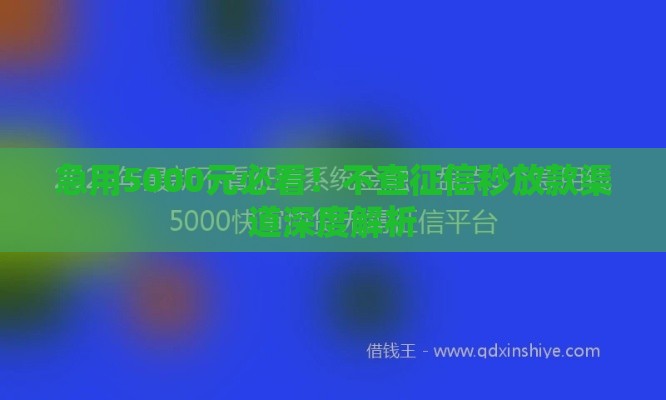 急用5000元必看！不查征信秒放款渠道深度解析