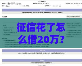 征信花了怎么借20万？5个实用方案助你成功下款