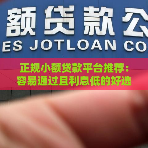 正规小额贷款平台推荐：容易通过且利息低的好选择！