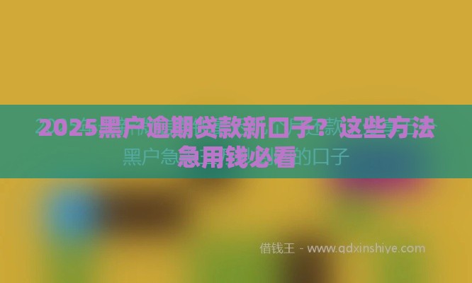 2025黑户逾期贷款新口子？这些方法急用钱必看
