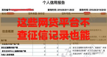 这些网贷平台不查征信记录也能放款？