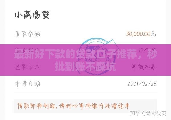 最新好下款的贷款口子推荐，秒批到账不踩坑