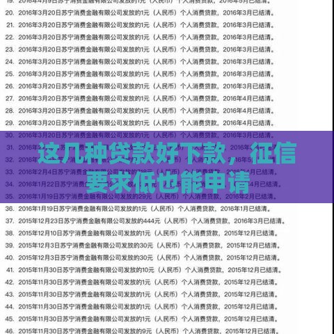 这几种贷款好下款，征信要求低也能申请