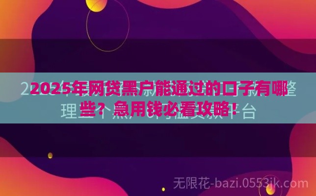 2025年网贷黑户能通过的口子有哪些？急用钱必看攻略！