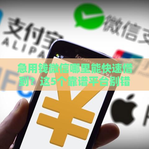急用钱微信哪里能快速借到？这5个靠谱平台别错过