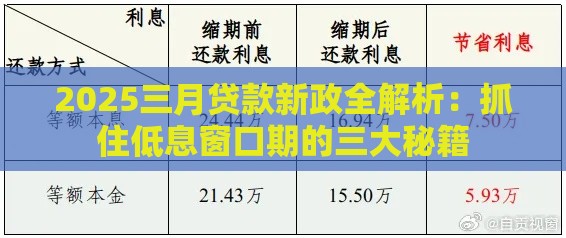 2025三月贷款新政全解析：抓住低息窗口期的三大秘籍