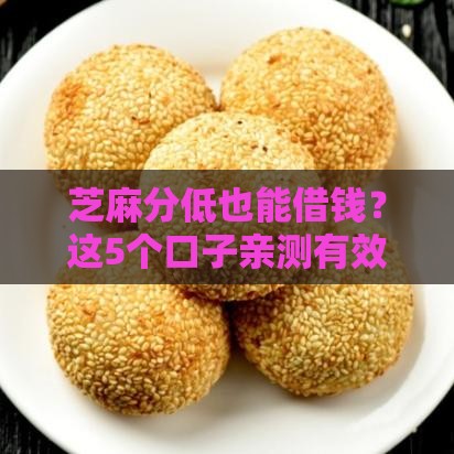 芝麻分低也能借钱？这5个口子亲测有效，低门槛秒到账！