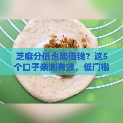 芝麻分低也能借钱？这5个口子亲测有效，低门槛秒到账！