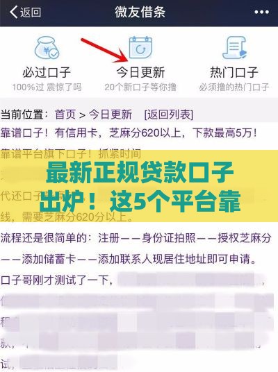 最新正规贷款口子出炉！这5个平台靠谱又省心