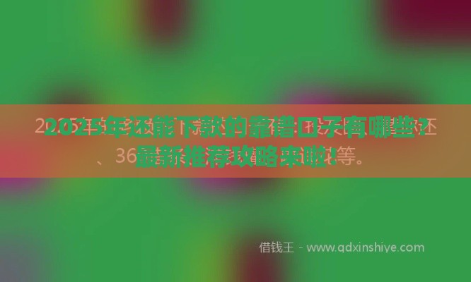 2025年还能下款的靠谱口子有哪些？最新推荐攻略来啦！