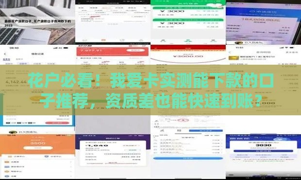 花户必看！我爱卡实测能下款的口子推荐，资质差也能快速到账？