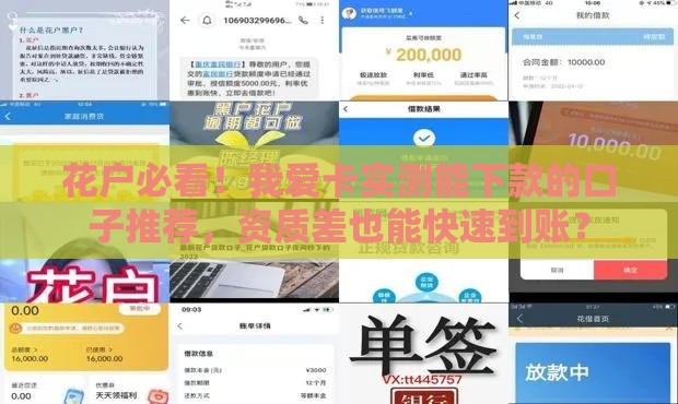 花户必看！我爱卡实测能下款的口子推荐，资质差也能快速到账？
