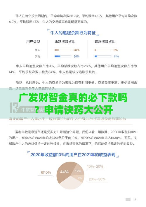 广发财智金真的必下款吗？申请诀窍大公开