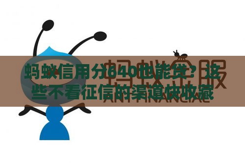 蚂蚁信用分640也能贷？这些不看征信的渠道快收藏！