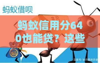 蚂蚁信用分640也能贷？这些不看征信的渠道快收藏！