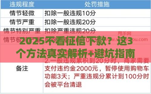 2025不看征信下款？这3个方法真实解析+避坑指南