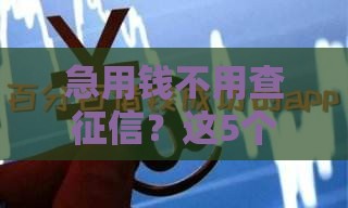 急用钱不用查征信？这5个平台真的能借到！