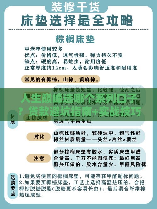 人生巅峰选哪个系列口子？贷款避坑指南+实战技巧
