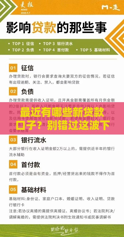 最近有哪些新贷款口子？别错过这波下款攻略！