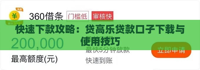 快速下款攻略：贷高乐贷款口子下载与使用技巧
