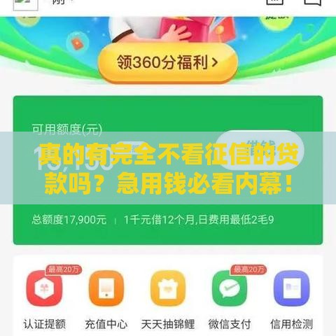 真的有完全不看征信的贷款吗？急用钱必看内幕！