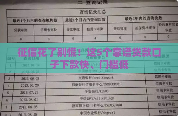 征信花了别慌！这5个靠谱贷款口子下款快、门槛低