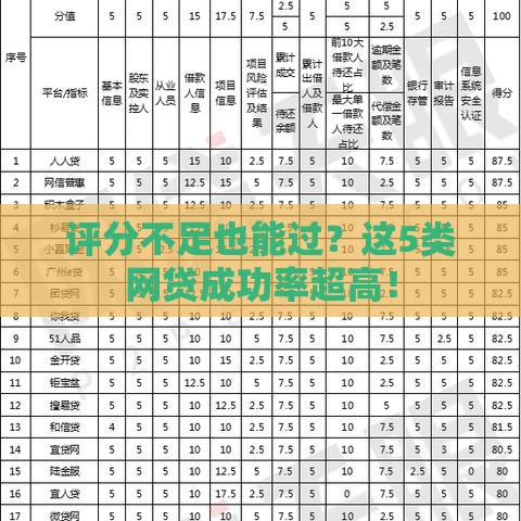 评分不足也能过？这5类网贷成功率超高！