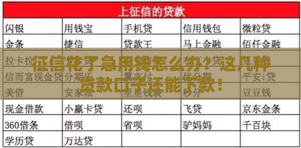 征信花了急用钱怎么办？这几种贷款口子还能下款！