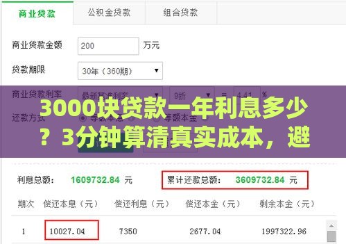 3000块贷款一年利息多少？3分钟算清真实成本，避免被坑！