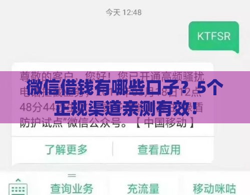 微信借钱有哪些口子？5个正规渠道亲测有效！